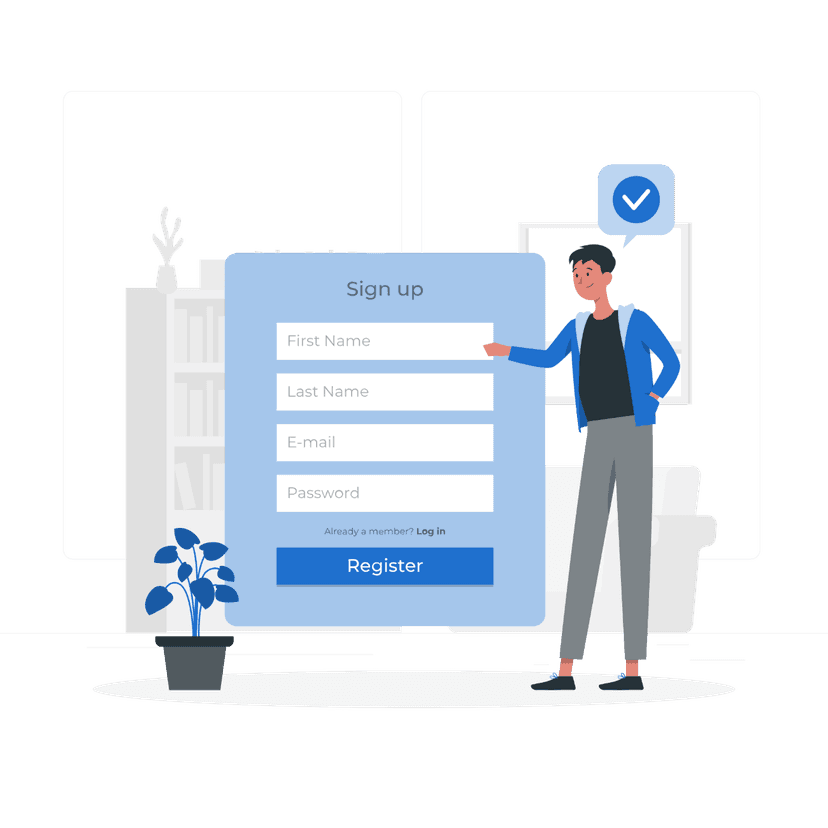 Sign up illustration showing account creation concept